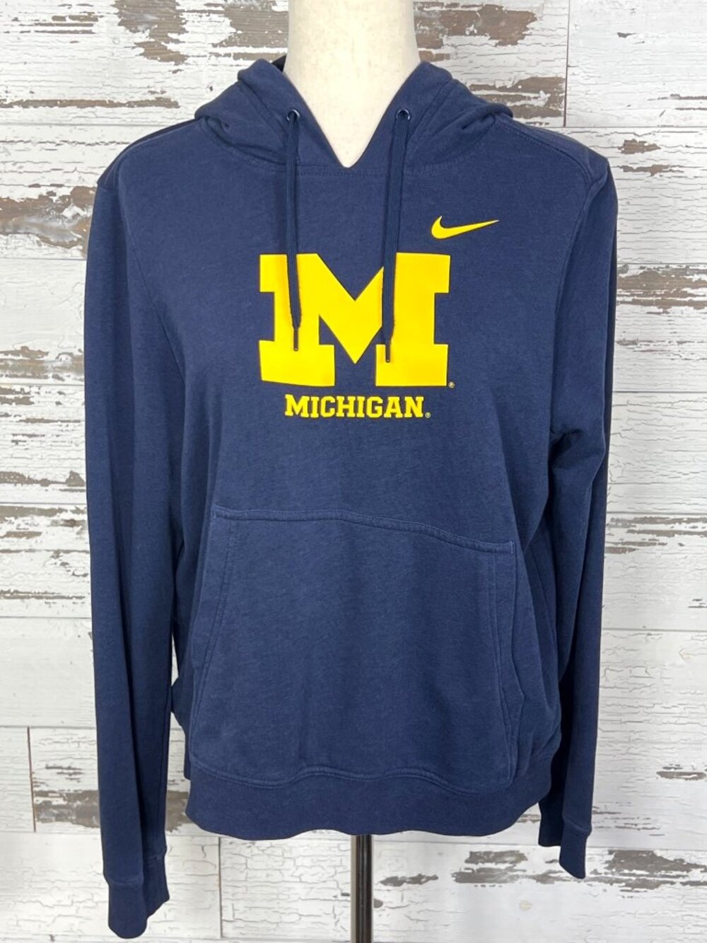 NIKE Pullover Ladies Hoodie Sweatshirt Michigan Wolverines Navy Sz L EUC